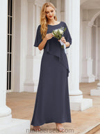 Vestido formal de fiesta Sunnderly, largo, para madre de la novia, con capa con volantes, SY28026 