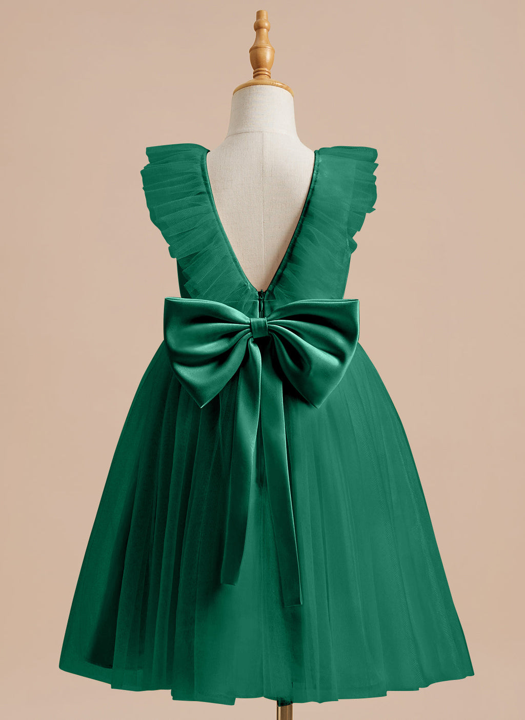 Knielanges A-Linien-Blumenmädchenkleid aus Satintüll 
