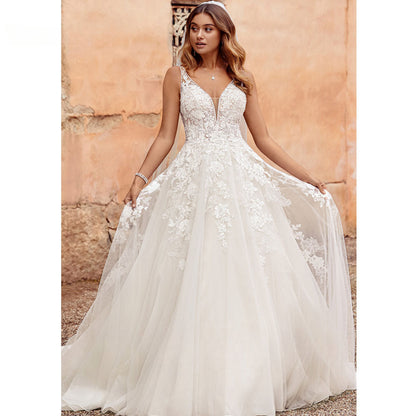 RODDRSYA Boho Elegant Wedding Dresses For Women 2023 V-Neck Lace Appliques Bridal Gowns Backless With Button Vestidos De Novia-payinti