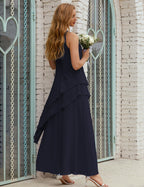 Vestidos de gasa largos de talla grande para madre de la novia, vestido formal de dama de honor para graduación SY28019 