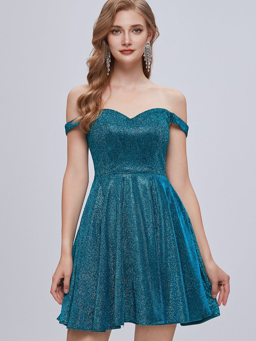 Schulterfreies Sweetheart-A-Linien-Kleid mit Schnürung, kurzes Homecoming-Kleid