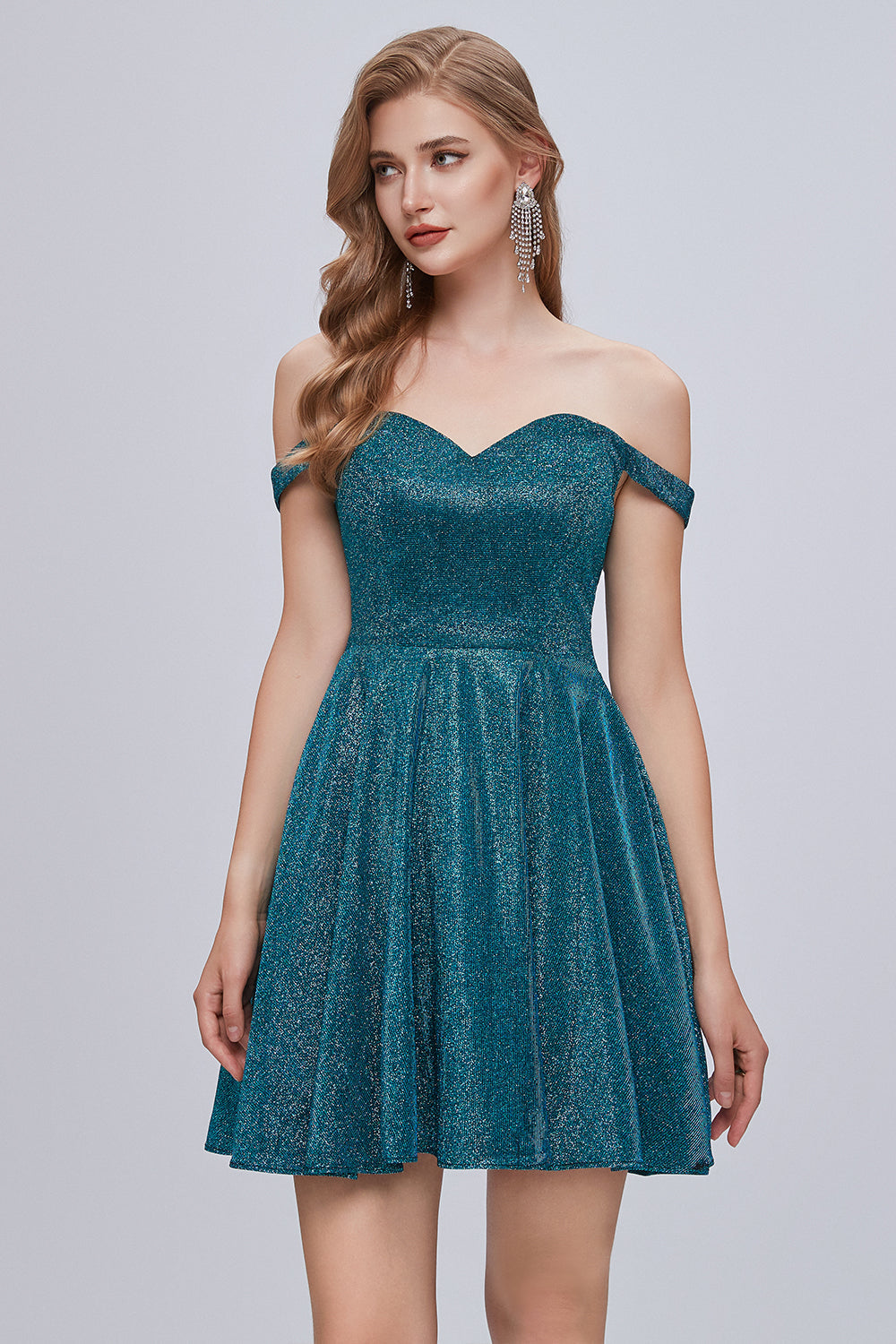 Schulterfreies Sweetheart-A-Linien-Kleid mit Schnürung, kurzes Homecoming-Kleid