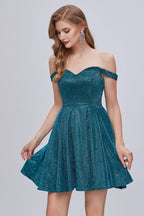 Schulterfreies Sweetheart-A-Linien-Kleid mit Schnürung, kurzes Homecoming-Kleid