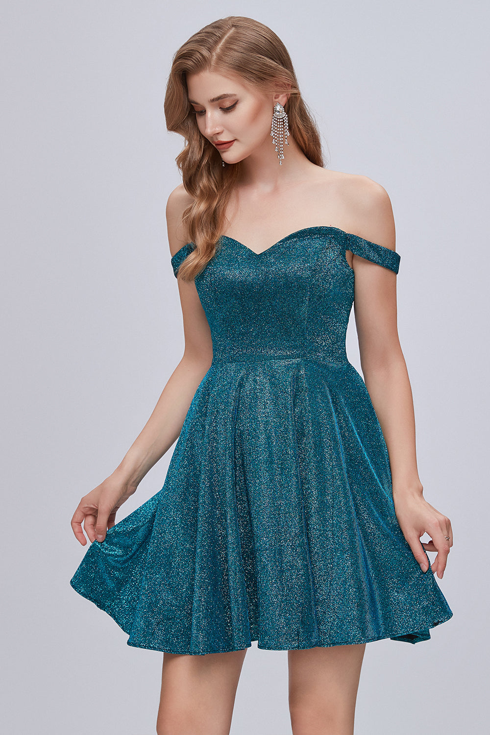 Schulterfreies Sweetheart-A-Linien-Kleid mit Schnürung, kurzes Homecoming-Kleid