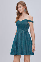 Schulterfreies Sweetheart-A-Linien-Kleid mit Schnürung, kurzes Homecoming-Kleid