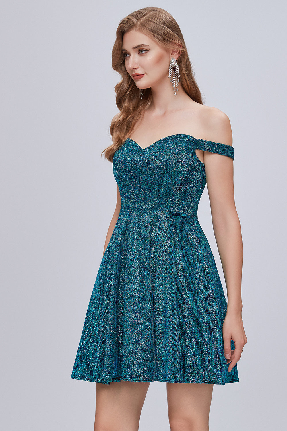 Schulterfreies Sweetheart-A-Linien-Kleid mit Schnürung, kurzes Homecoming-Kleid
