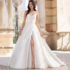 Strapless Satin Wedding Dresses For Women Bridal Party Gowns Sexy High Slit свадебное платье Modern Custom Made 2023-payinti