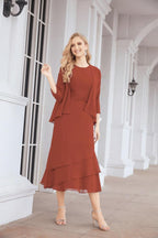 Vestido formal de fiesta Sunnderly de dos piezas, corte A, para madre de la novia, SY28072 