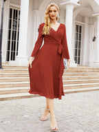 Vestido de dama de honor con escote en V y cinturón para madre de la novia, invitada de boda SY28031 