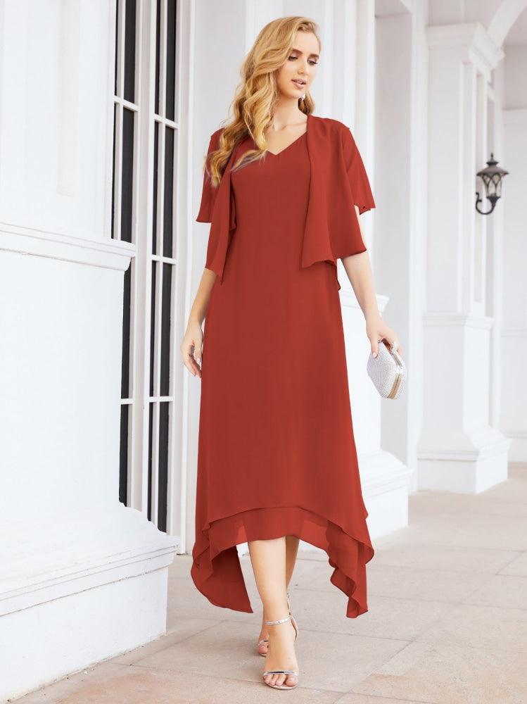 Vestido formal de fiesta Sunnderly de dos piezas, corte A, para madre de la novia, SY28073 