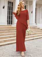Vestido formal de fiesta Sunnderly, largo, para madre de la novia, con capa con volantes, SY28026 