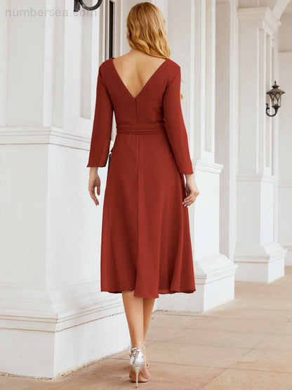 Brautjungfernkleid mit V-Rücken und Taillengürtel für die Mutter der Braut, Hochzeitsgäste, SY28031 