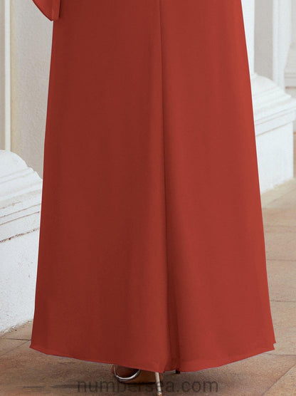 Sunnderly Formal Party Gown Dress Long Mother of The Bride Dresses with Ruffle Cape SY28026