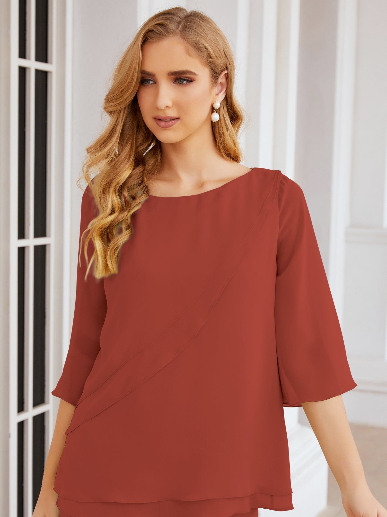 Sunnderly Elegant 2 Piece Mother of The Bride Dress Plus Size Pant Suits Ruffle Layers Sliver Housecoat SY28064