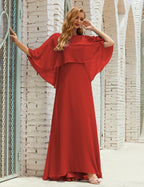 Vestido de dama de honor Sunnderly para mujer, de gasa, manga larga y cuello en V, vestido formal para boda o fiesta SY28018 