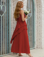 Vestidos de gasa largos de talla grande para madre de la novia, vestido formal de dama de honor para graduación SY28019 