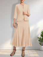 Vestido de gasa para madre de la novia con escote en A, largo hasta la rodilla, con lentejuelas y abalorios.