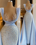 Vestidos de noche de moda color champán, vestidos de fiesta sexys, vestido de desfile Y1741