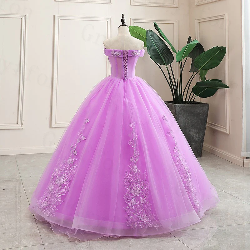 Vestido de quinceañera morado, vestido clásico de princesa Y299