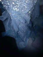 Wunderschönes blaues Tüll-Pailletten-Perlen-Rüschen-Meerjungfrau-Abschlussballkleid, formelles Abendkleid, Hochzeitskleid Y8671