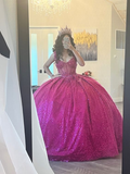 Glitzerndes ärmelloses Quinceanera-Kleid, Ballkleid, Sweet 16-Kleid Y7405