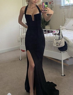 Schwarze lange Ballkleider Abendkleider Partykleider Abendkleid Y4560