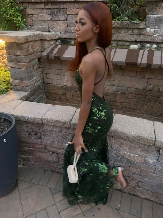 Green sequin prom dress new design dress prom  sparkly evening dress Y6652