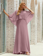 Vestido de dama de honor Sunnderly para mujer, de gasa, manga larga y cuello en V, vestido formal para boda o fiesta SY28018 