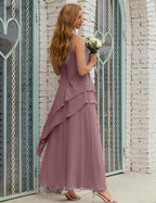 Vestidos de gasa largos de talla grande para madre de la novia, vestido formal de dama de honor para graduación SY28019 