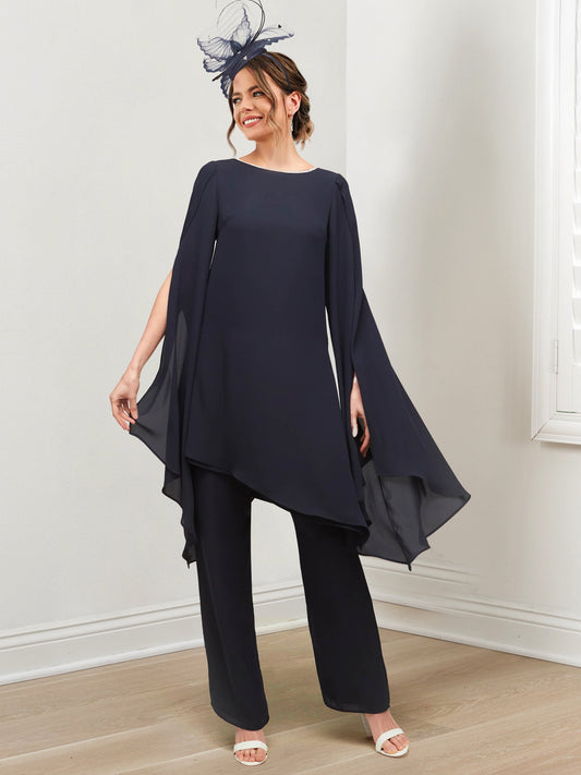 Chiffon-Hosenanzüge mit U-Ausschnitt für die Mutter der Braut 