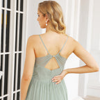 Spaghetti Strap Bridesmaid Dresses for Women Chiffon Long Formal Party Prom Gowns