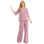 Vestido de gasa para madre de la novia Sunnderly, talla grande, trajes de pantalón con capas con volantes 