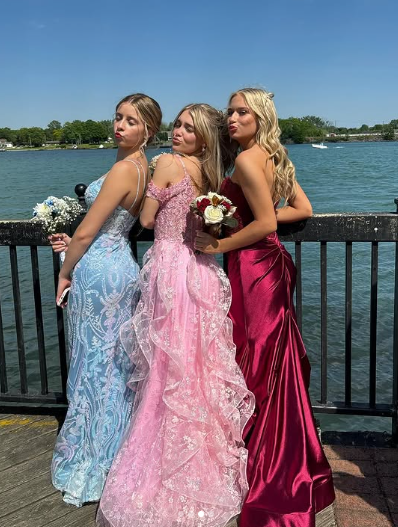 Rosa Off Shoulder Flauschige Spitze Applikationen Floral Langes Ballkleid Abendkleid Y7846