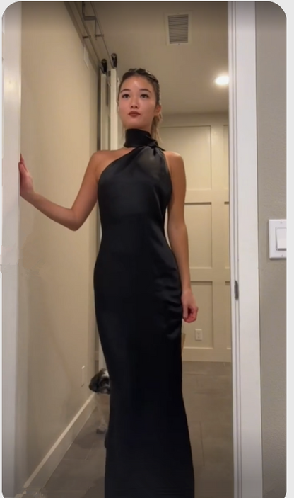 Elegant Black Backless Long Prom Dress Black Evening Dress Y7426