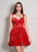 Everly | Vestido corto de fiesta con escote en forma de A y capas