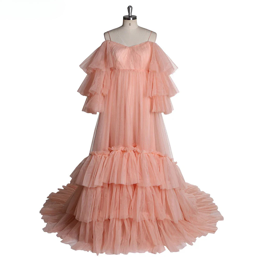 Elegantes vestidos de maternidad con hombros descubiertos para sesiones de fotos, vestido maxi para mujeres embarazadas, accesorios de fotografía, vestido largo de embarazo 