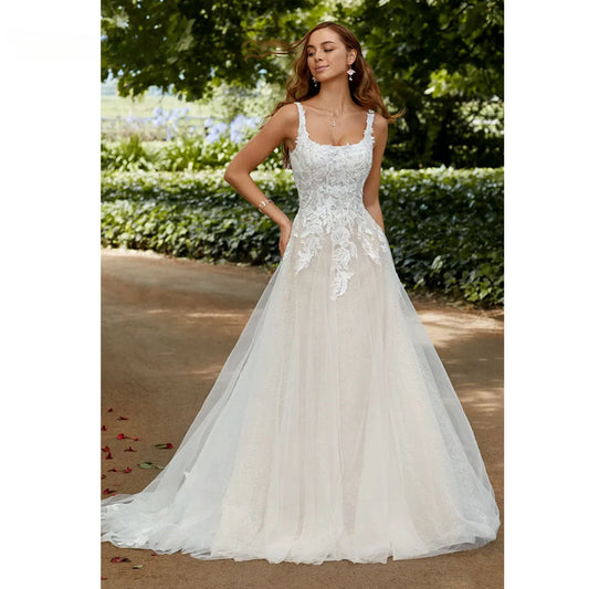 RODDRSYA Boho Elegant Wedding Dresses For Women Square Collar Appliques Lace Backless With Button Vestidos De Novia Custom Made-payinti