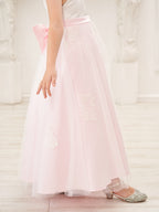 A-Linie Satin Tüll Knöchellanges Rosa Kleid (2003227111)