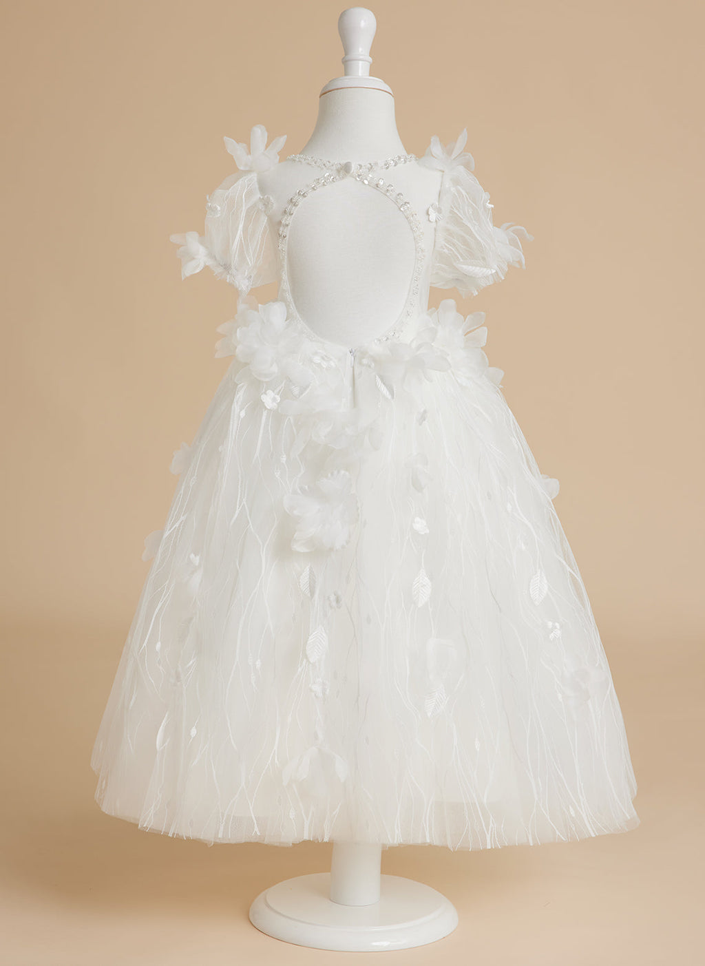 Ballkleid/Princess-Linie Tüll Wadenlang Weiß Baby Mädchen Kleid 
