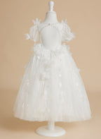 Ballkleid/Princess-Linie Tüll Wadenlang Weiß Baby Mädchen Kleid 