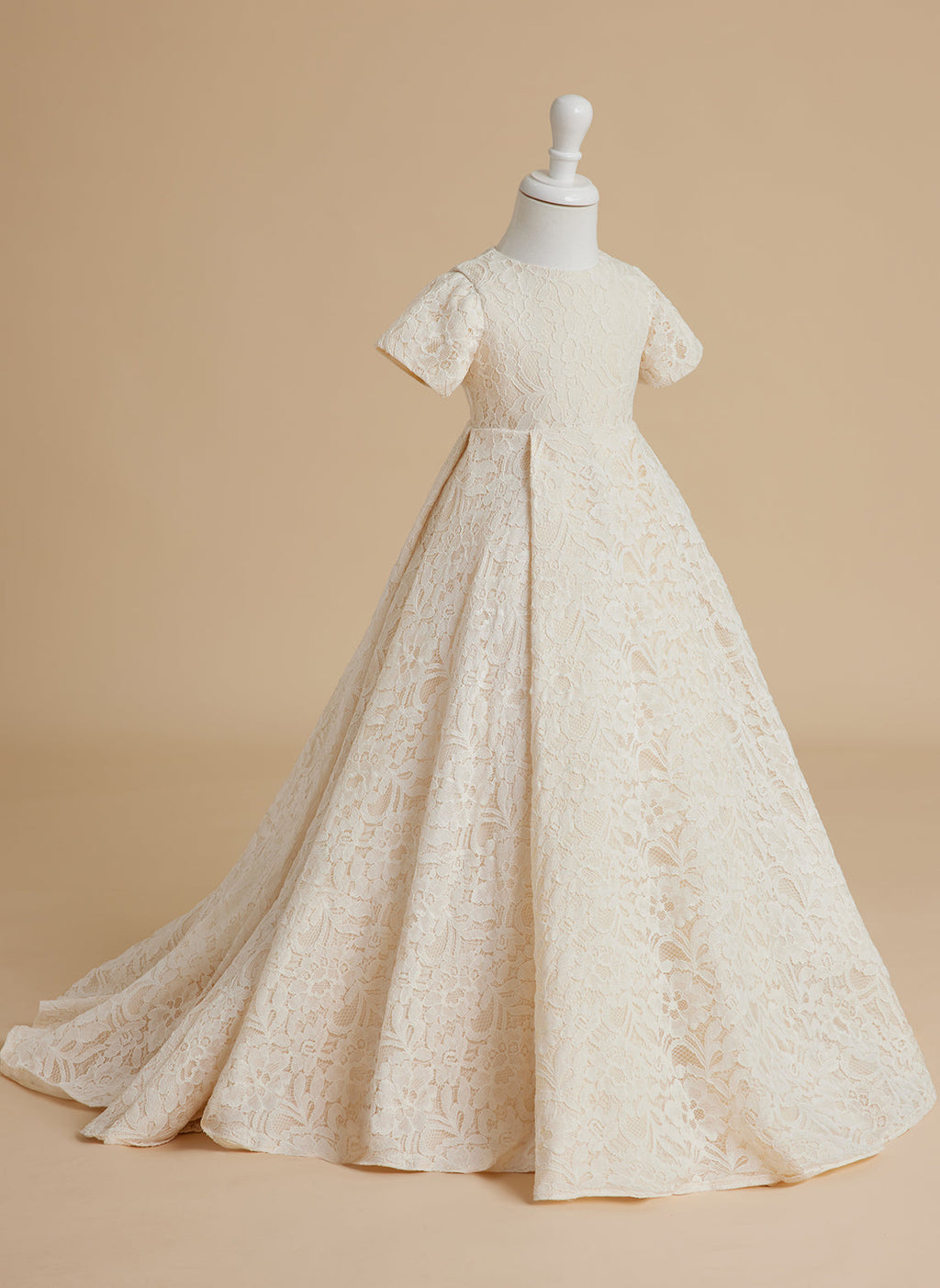 A-Linie Spitze Sweep Zug Elfenbein Kleid (010146744) 