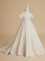 A-Linie Spitze Sweep Zug Elfenbein Kleid (010146744) 