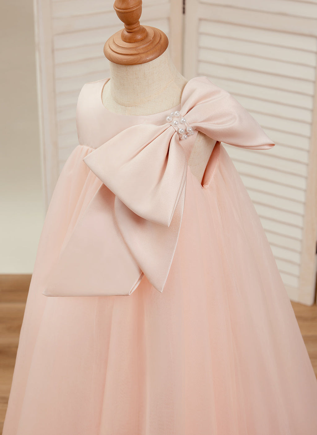 Vestido de tul con lazo grande y corte A hasta la rodilla para niña pequeña