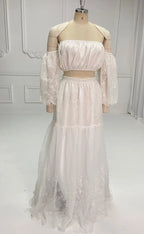 2 Piece Set Lace Boho Maternity Dress Outfit Photo Shoot Dress SY240014