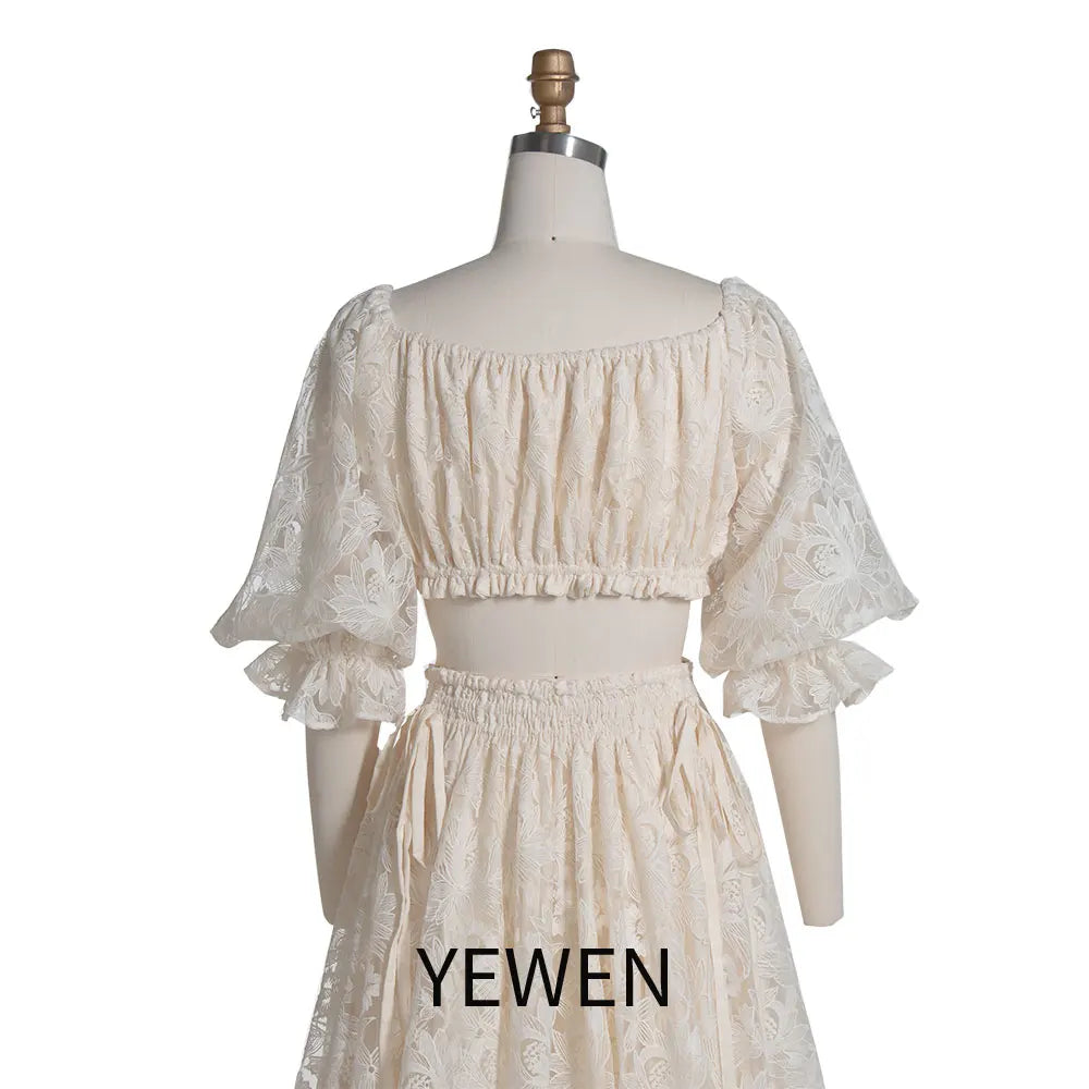2 Piece Set Lace Dress for Photo Shoot Woman Maxi Dress Photography Props SY240076