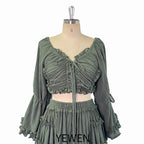 2 Piece Set Long Sleeves Cotton Woman Maxi Dresses for Photo Shoot Fancy Photography Props YEWEN SY231020-1