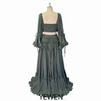 2 Piece Set Long Sleeves Cotton Woman Maxi Dresses for Photo Shoot Fancy Photography Props YEWEN SY231020-1