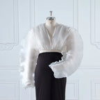 2 Piece Set Pleated Organza Tops with Stretchy Skirt Maternity Dresses for Photoshoot Baby Shower Dresses SY243163