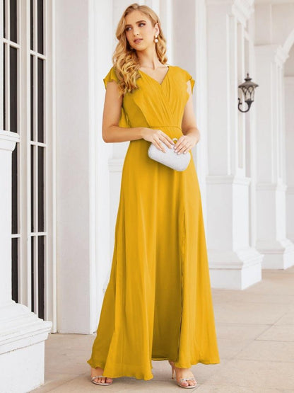 Sunnderly Brautjungfernkleider Cape Formales Ballkleid Rückenfreies Kleid für die Mutter der Braut SY28058 