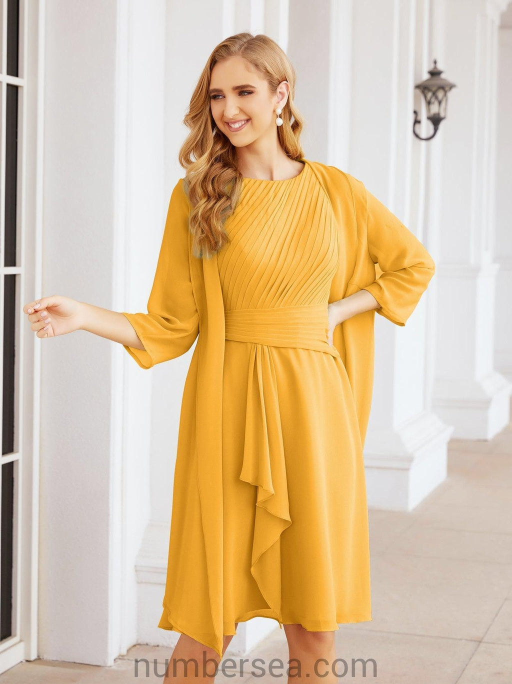 Vestidos de madre de la novia Sunnderly, vestido de fiesta, vestido plisado informal SY28065 